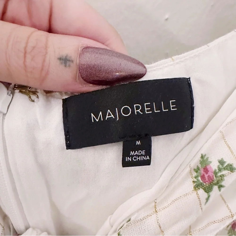 Majorelle Floral Printed Long Sleeve Romper Mini Metallic Lurex Thread - Picture 4 of 8